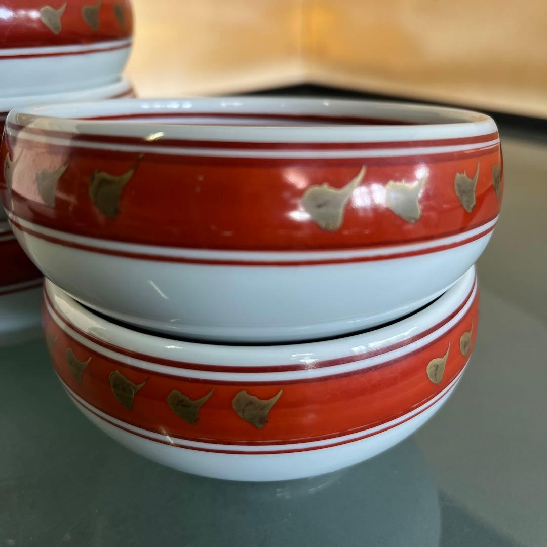 源右衛門　染錦牡丹見込　小鉢5ケセット（F）