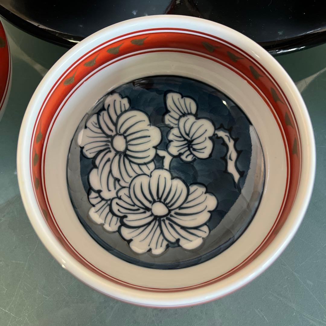 源右衛門　染錦牡丹見込　小鉢5ケセット（F）