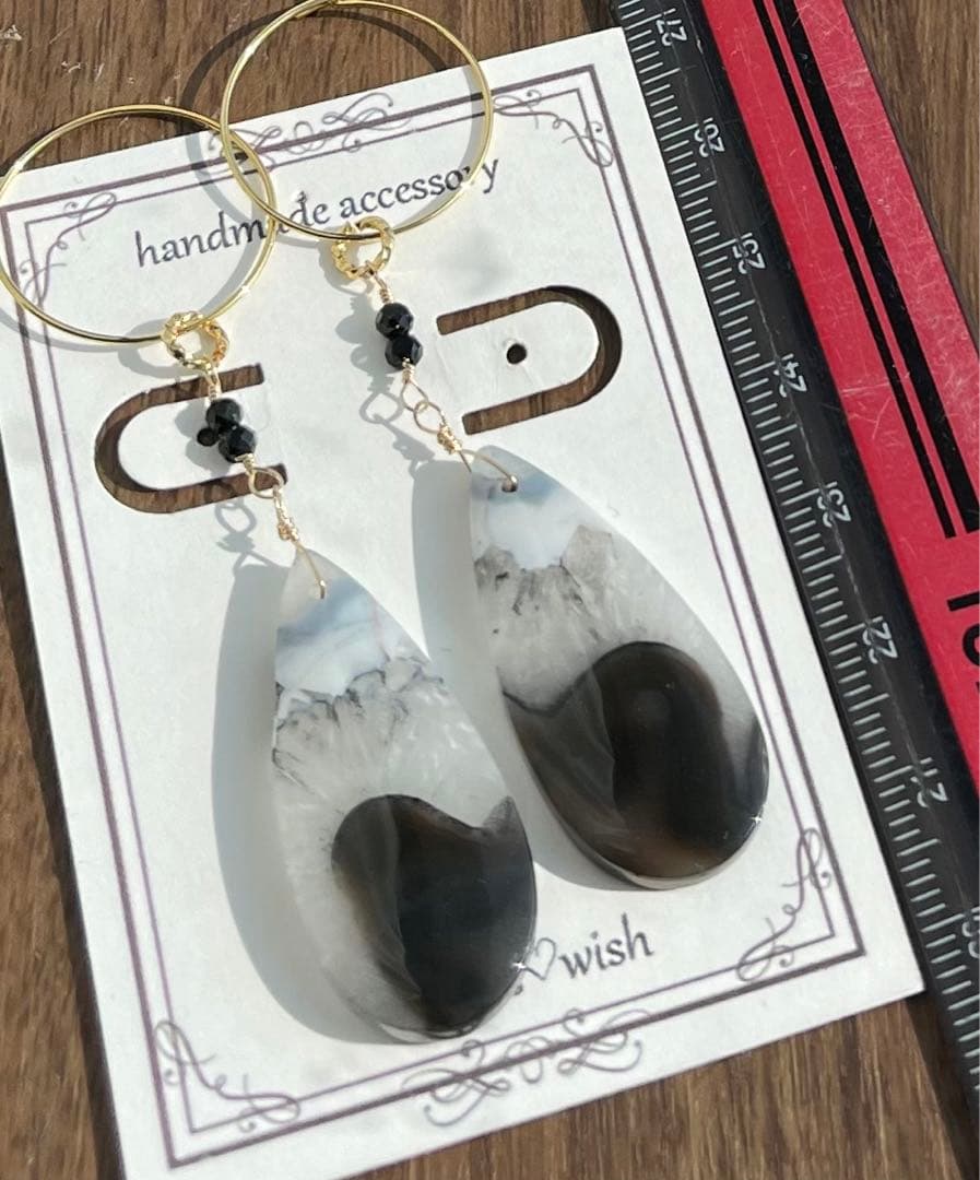 珍しい綺麗1点のみ ティモールアゲートのピアスチャーム