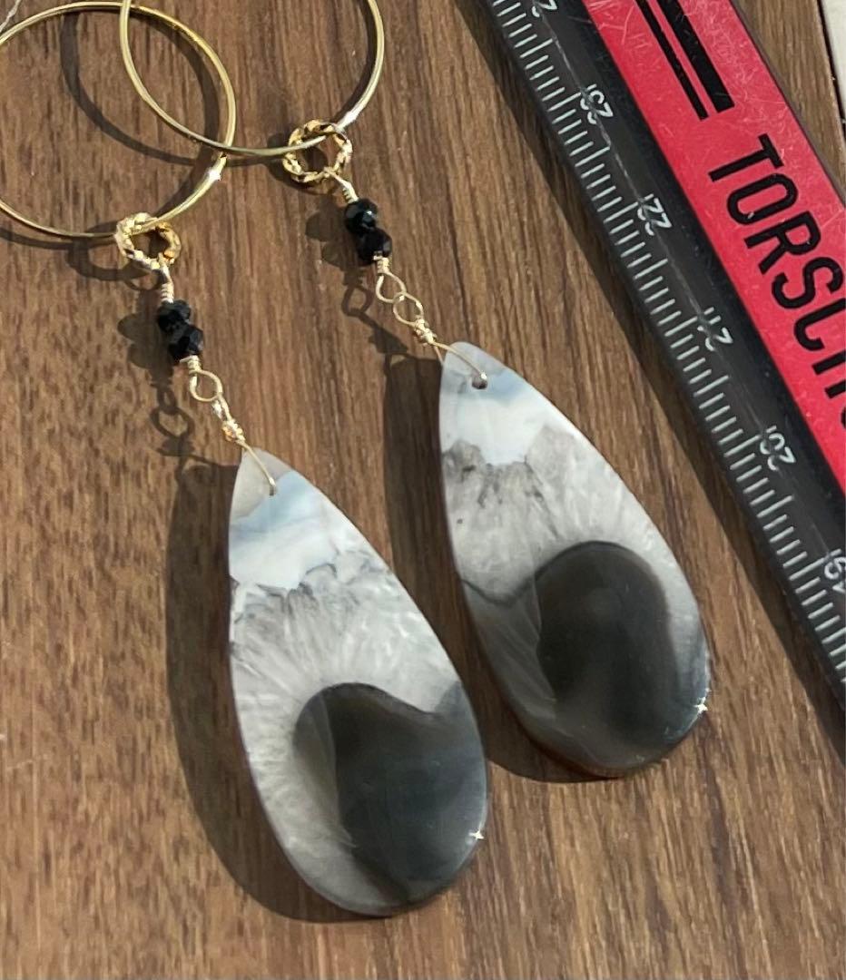 珍しい綺麗1点のみ ティモールアゲートのピアスチャーム