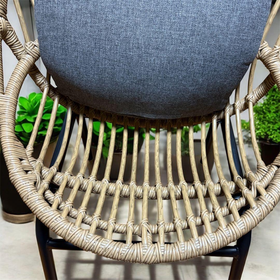 リゾネア オーバルチェア (ラタン調／クッション付き)