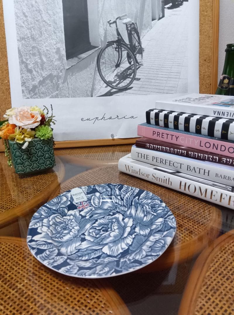 バーレイ　【ファースト品】　インクブルー　ハイビスカスプレート 19cm