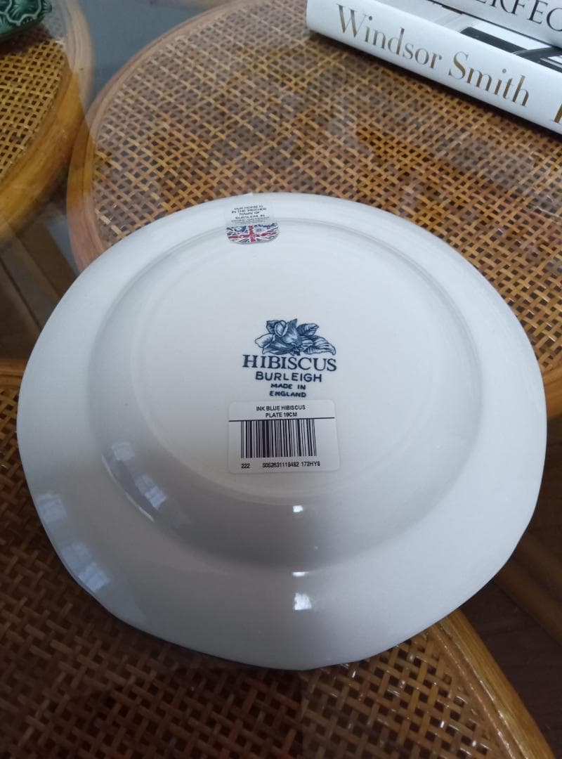 バーレイ　【ファースト品】　インクブルー　ハイビスカスプレート 19cm