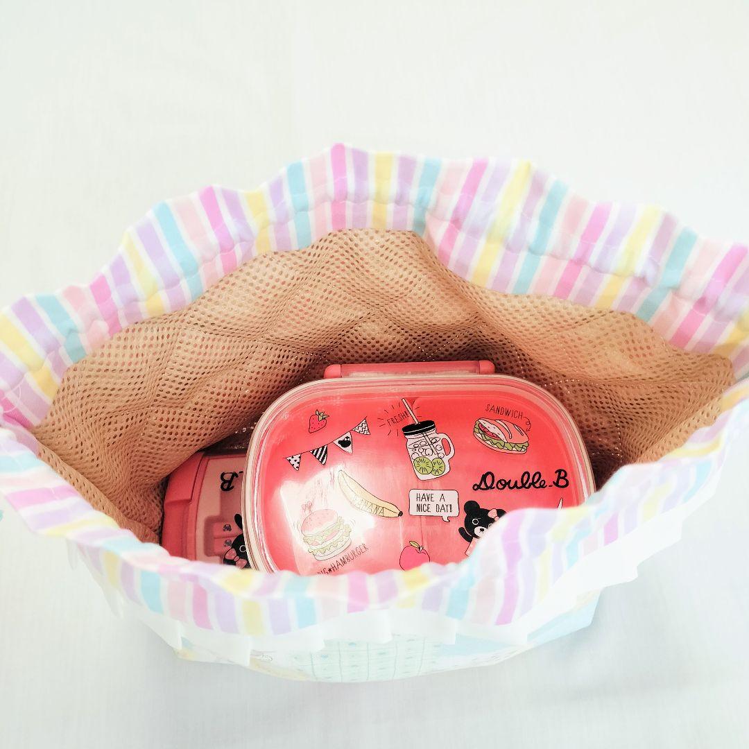 保冷保温弁当袋　給食3点セット　ゆめかわねこちゃん　歯ブラシコップ袋ランチマット