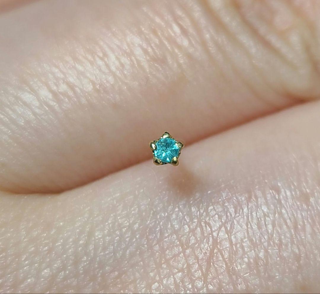 ネオン煌めくお星さま★ブラジルバターリャパライバトルマリンピアス18金★