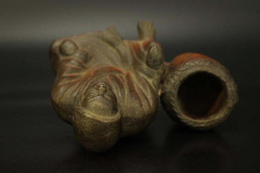 古備前 人物 筆洗 高10.5cm 文房具(A298)