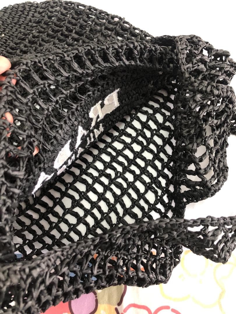 ハンドバッグ　ラフィア素材　防塵袋お値下げ中即購入oｋ！オシャレ！黒