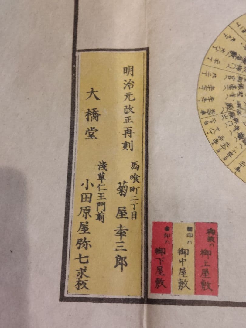明治元年（1868）古地図 「萬寿御東京絵図」/小田原屋弥七求版