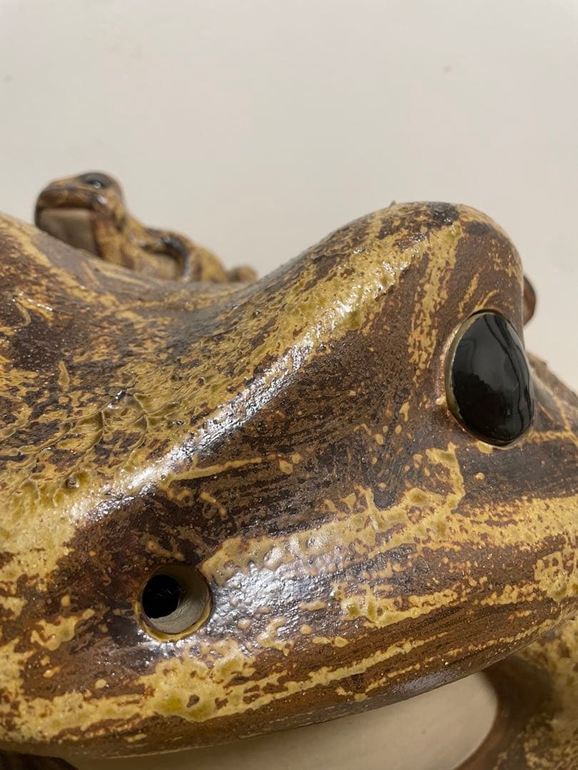 :美品:掲載期間3月まで:信楽焼 特大サイズ 親子カエル 置物