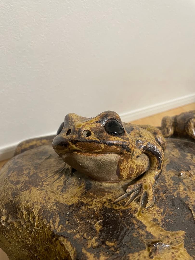 :美品:掲載期間3月まで:信楽焼 特大サイズ 親子カエル 置物