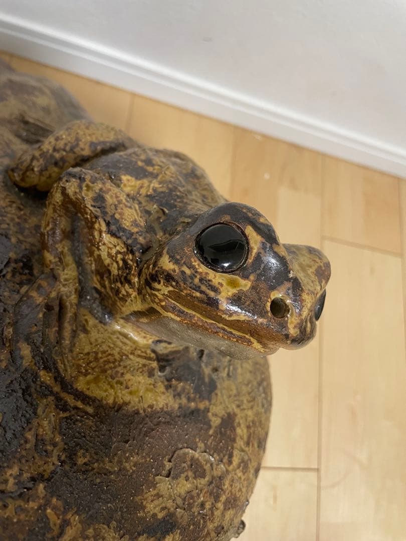 :美品:掲載期間3月まで:信楽焼 特大サイズ 親子カエル 置物