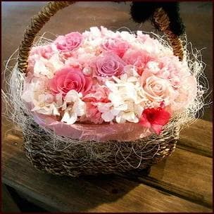 プリザーブドフラワー 黒ネコ アレンジメント バスケット