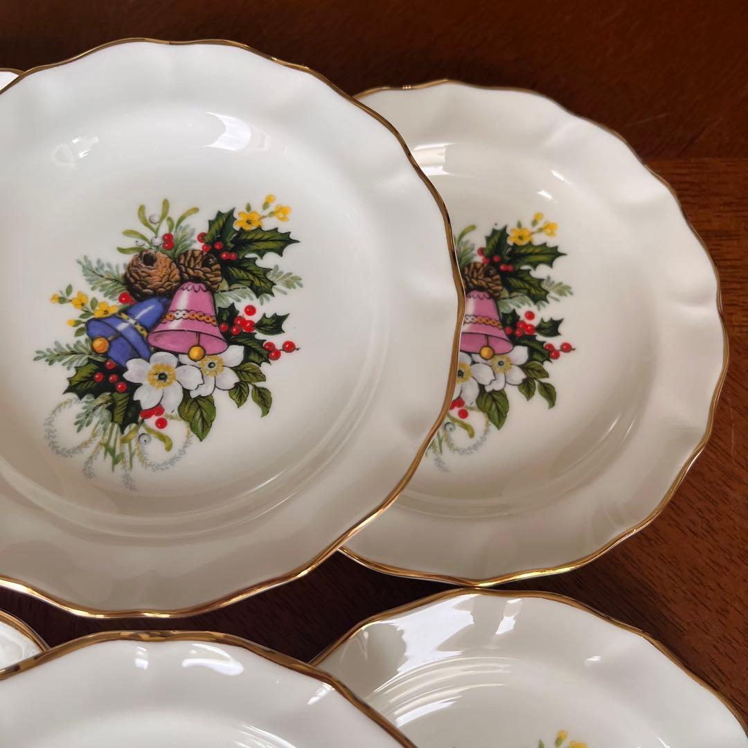 【英国ビンテージ】ダッチェス★クリスマスベル★プチプレート　6枚