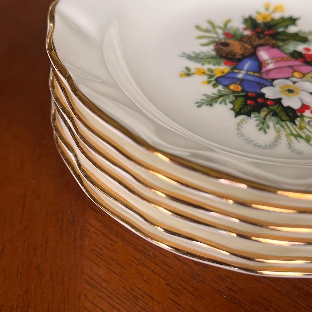 【英国ビンテージ】ダッチェス★クリスマスベル★プチプレート　6枚