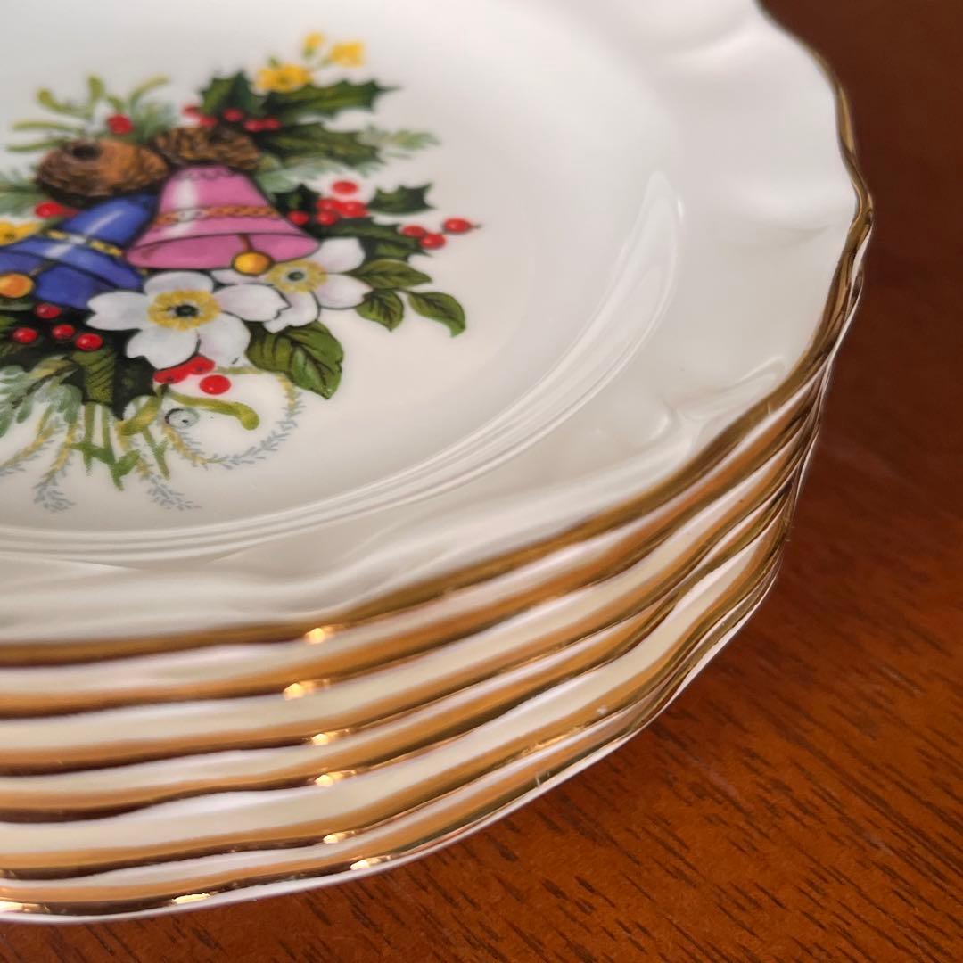 【英国ビンテージ】ダッチェス★クリスマスベル★プチプレート　6枚