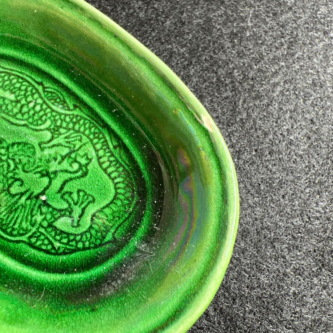 江戸後期　民平焼　小判型龍図小皿10枚　幅約7㎝　東Y8-0216☆2F