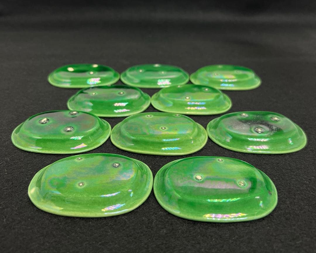 江戸後期　民平焼　小判型龍図小皿10枚　幅約7㎝　東Y8-0216☆2F