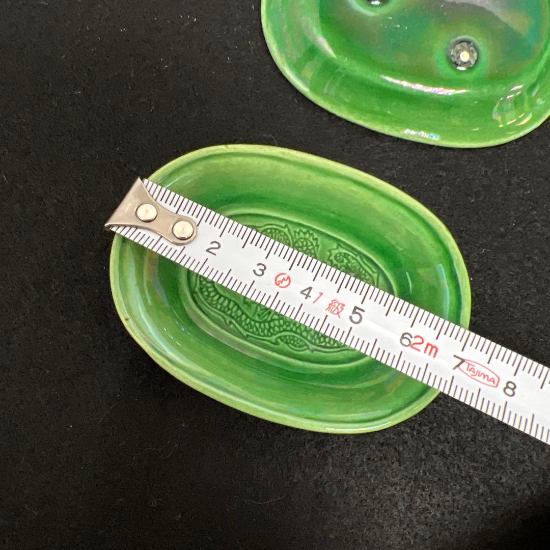 江戸後期　民平焼　小判型龍図小皿10枚　幅約7㎝　東Y8-0216☆2F