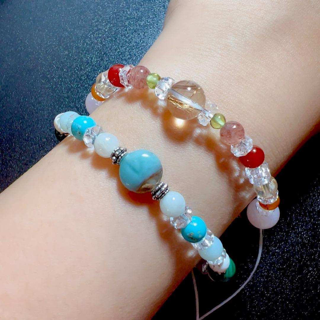 天然石 パワーストーン ブレスレット アンクレット マクラメ アメジスト クロス