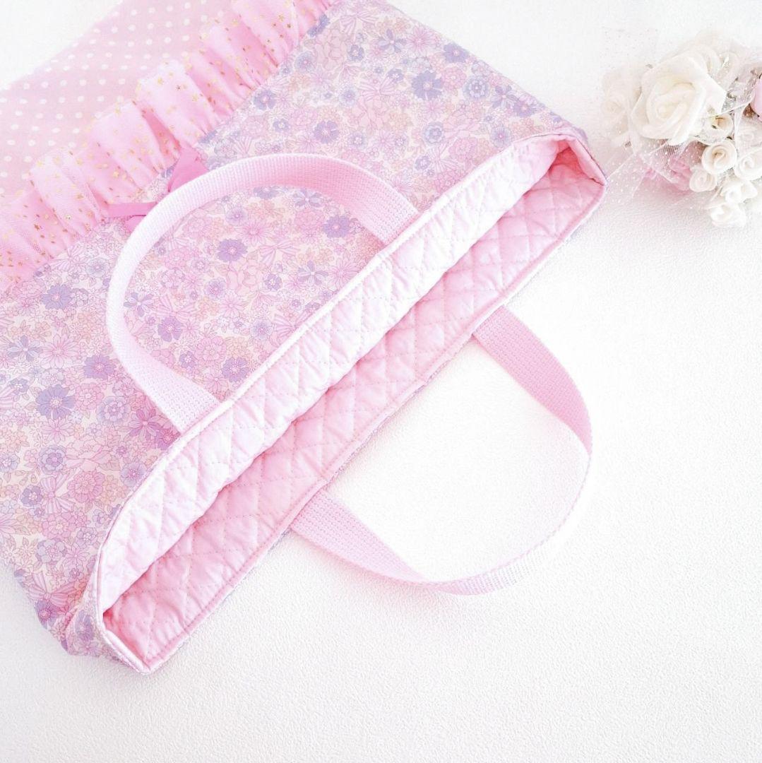 入園入学3点セット　花柄　パステルピンク　女の子　レッスンバック