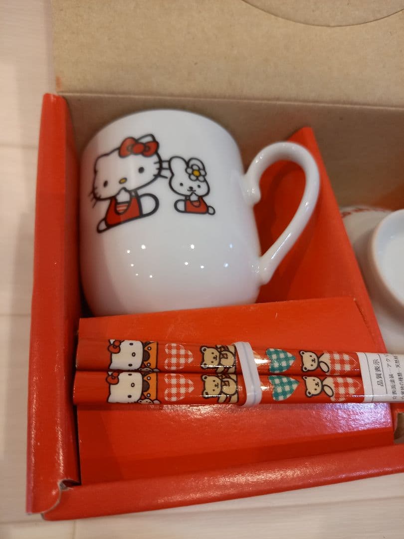 ハローキティ　お茶碗セット　茶わん　マグカップ　お箸　1999年　レトロ　新品♡