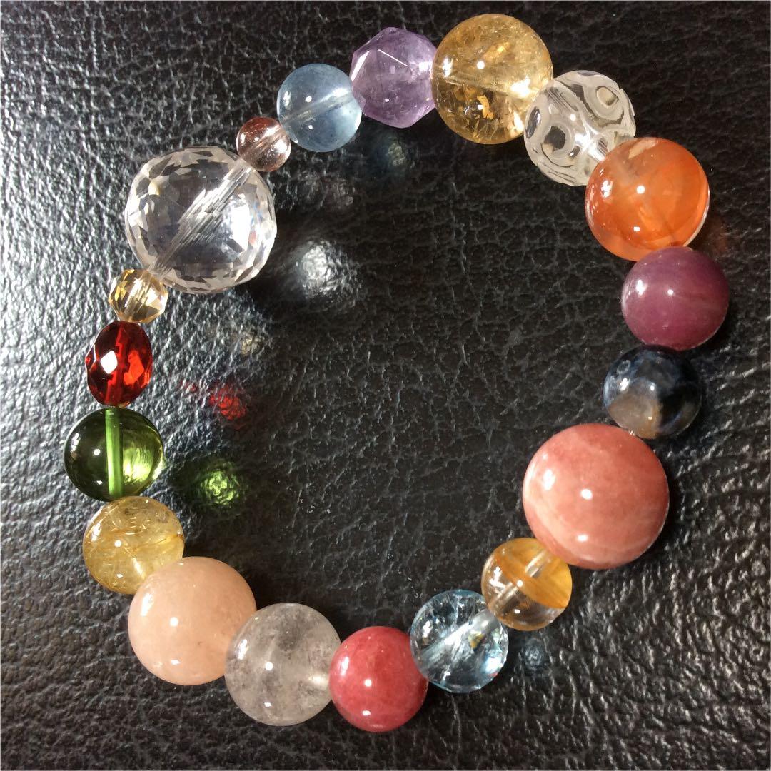 インカローズ ルチル 天然アンバー サファイア トパーズ ストロベリークォーツ