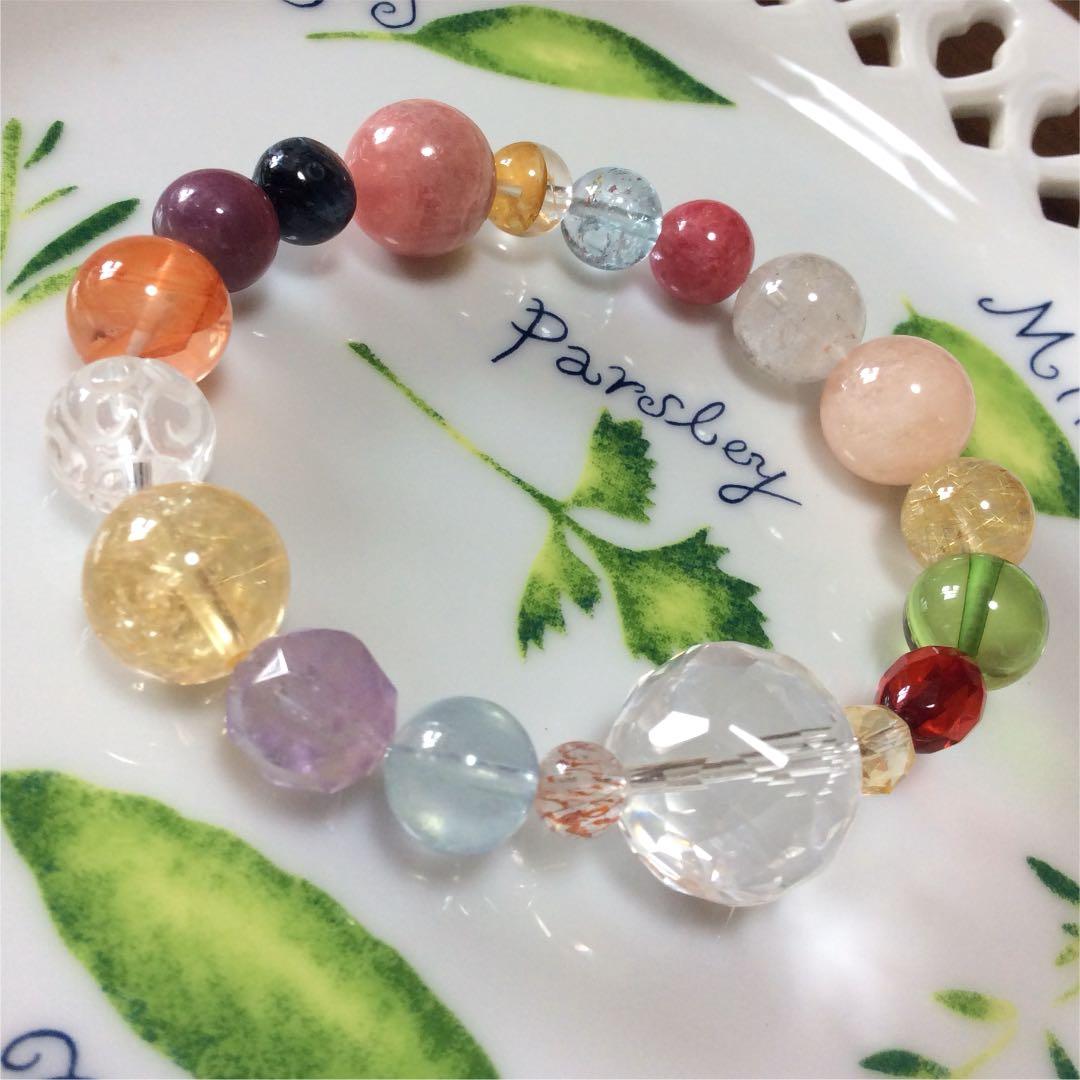 インカローズ ルチル 天然アンバー サファイア トパーズ ストロベリークォーツ