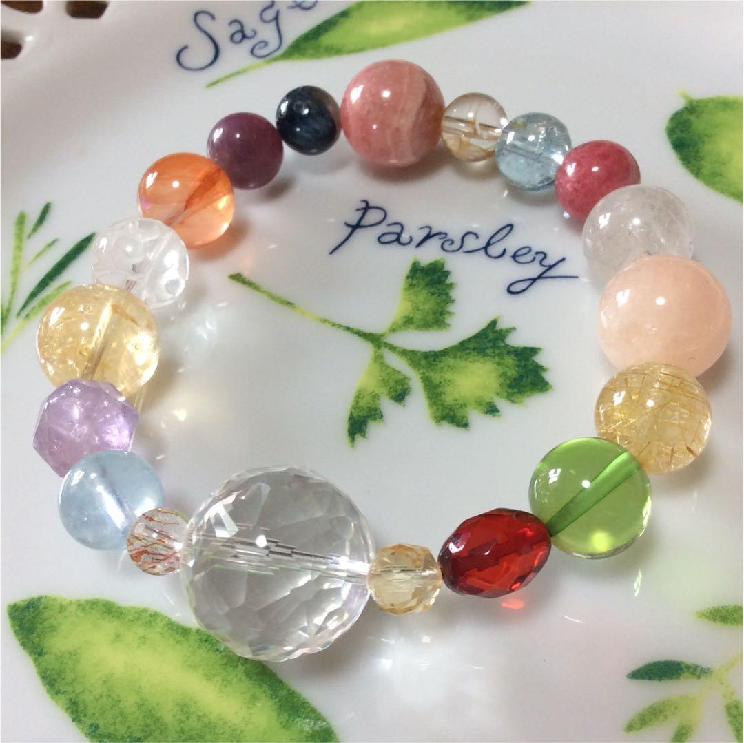 インカローズ ルチル 天然アンバー サファイア トパーズ ストロベリークォーツ