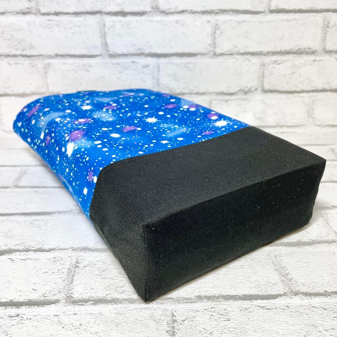 星空(ブルー)×黒　通園通学グッズ５点セット/裏地キルティング　ハンドメイド