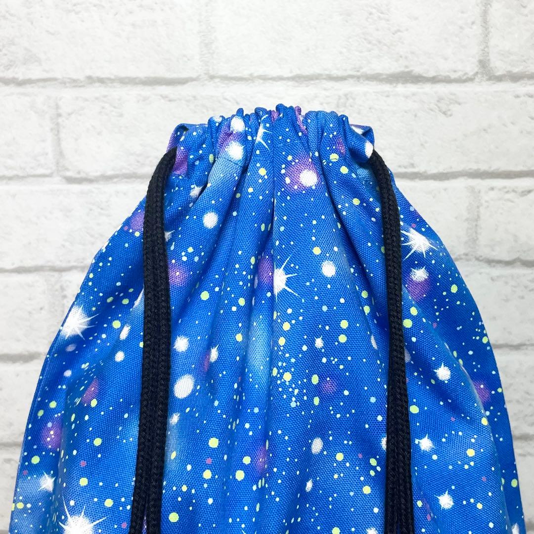 星空(ブルー)×黒　通園通学グッズ５点セット/裏地キルティング　ハンドメイド