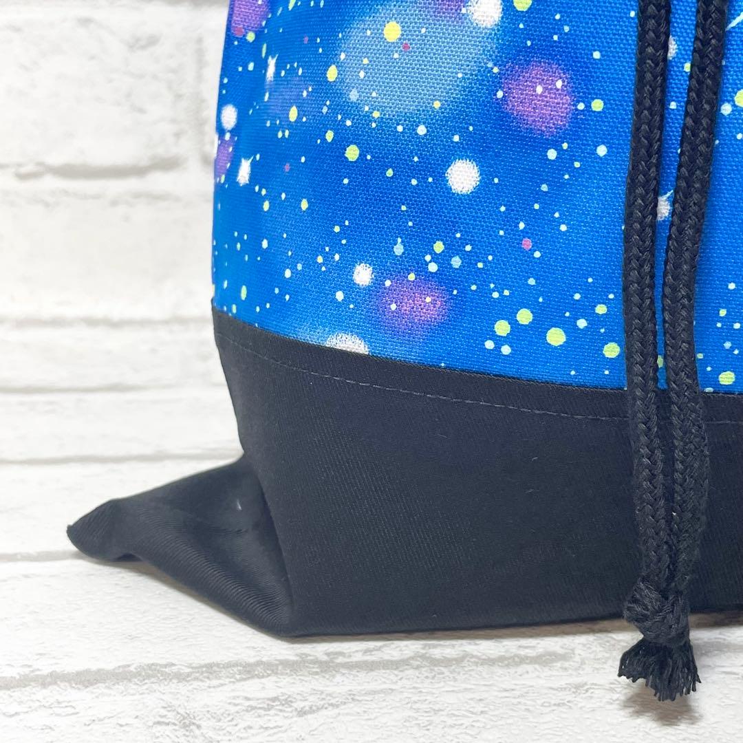 星空(ブルー)×黒　通園通学グッズ５点セット/裏地キルティング　ハンドメイド