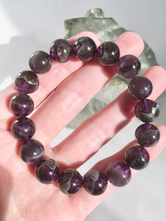【神水浄化済み！】　バイカラーアメジストファントム　φ約12㎜前後　ブレスレット