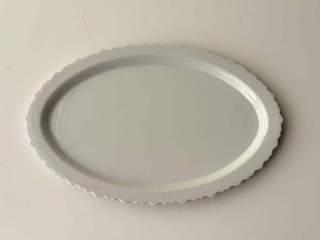 アンティーク ホワイト 陶磁器製 楕円 大皿 ヴィンテージ