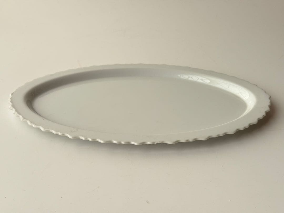 アンティーク ホワイト 陶磁器製 楕円 大皿 ヴィンテージ