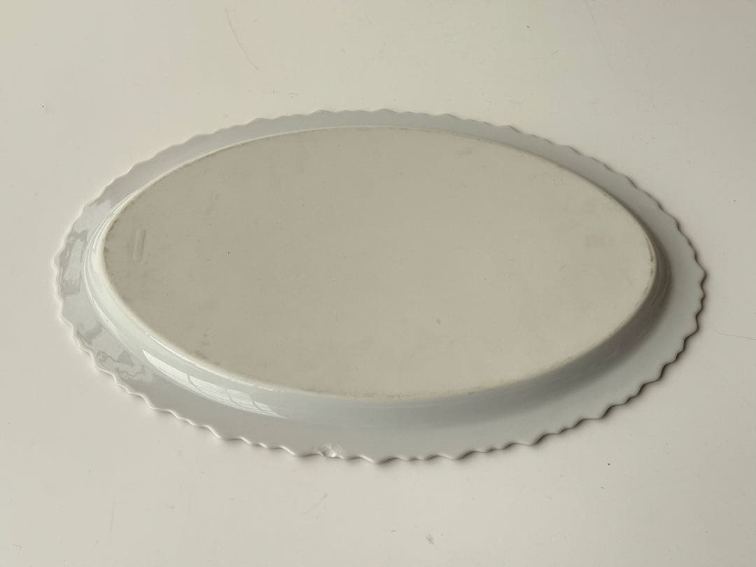 アンティーク ホワイト 陶磁器製 楕円 大皿 ヴィンテージ