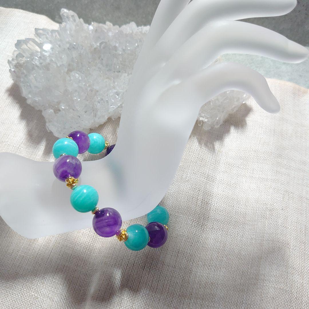 アメジストとアマゾナイトのブレスレット