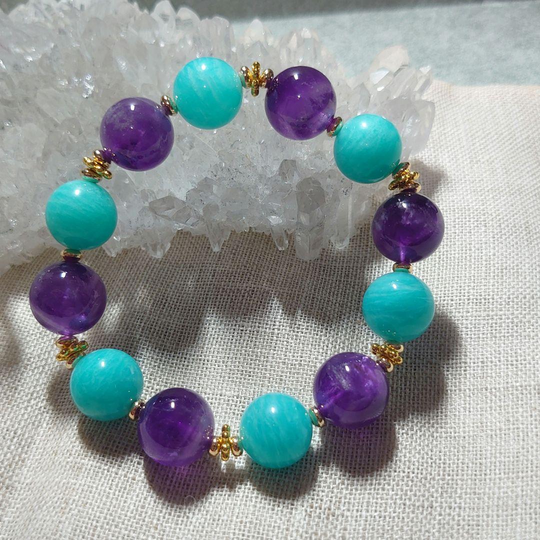 アメジストとアマゾナイトのブレスレット