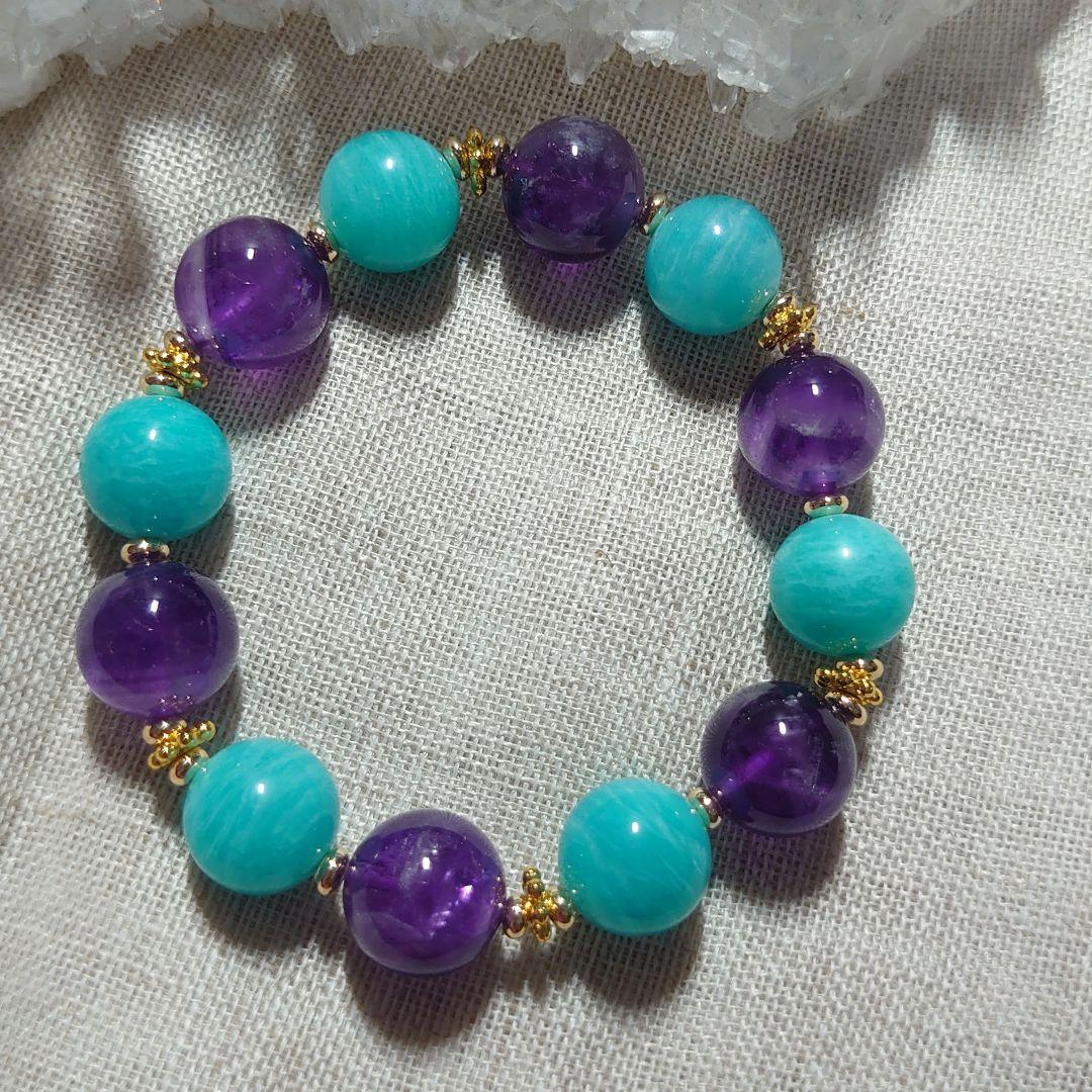 アメジストとアマゾナイトのブレスレット