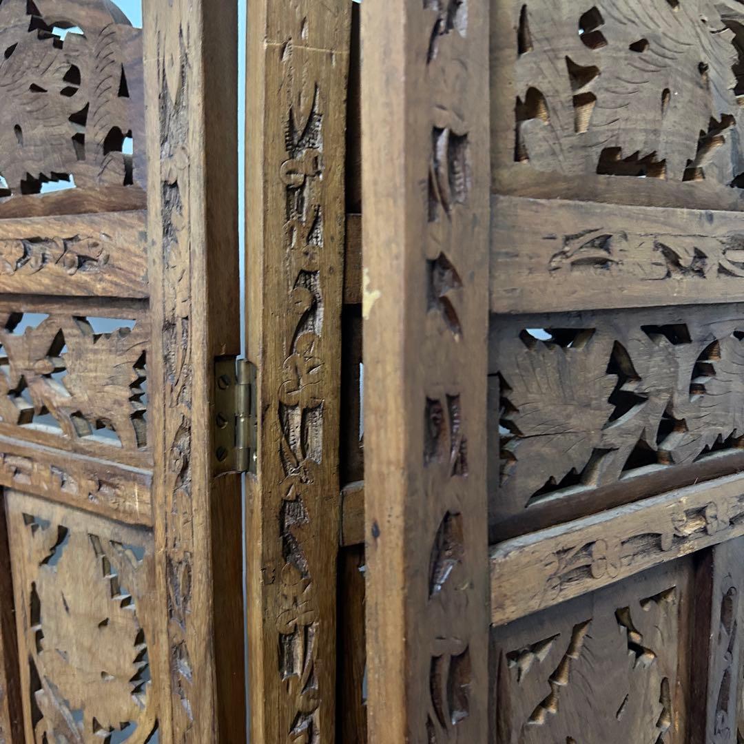 ジャーリ インド 木製 透かし彫刻 アンティーク ヴィンテージ パーテーション