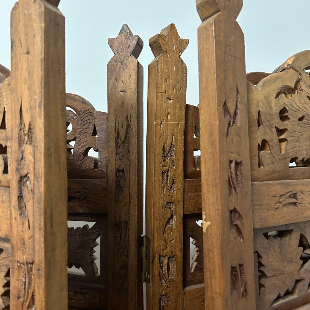 ジャーリ インド 木製 透かし彫刻 アンティーク ヴィンテージ パーテーション