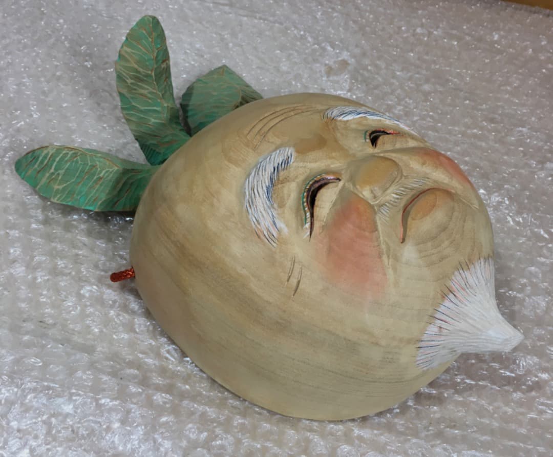 ○【世界的名工】前島秀章 福蕪 一九九九 秋 25cm 面 木彫