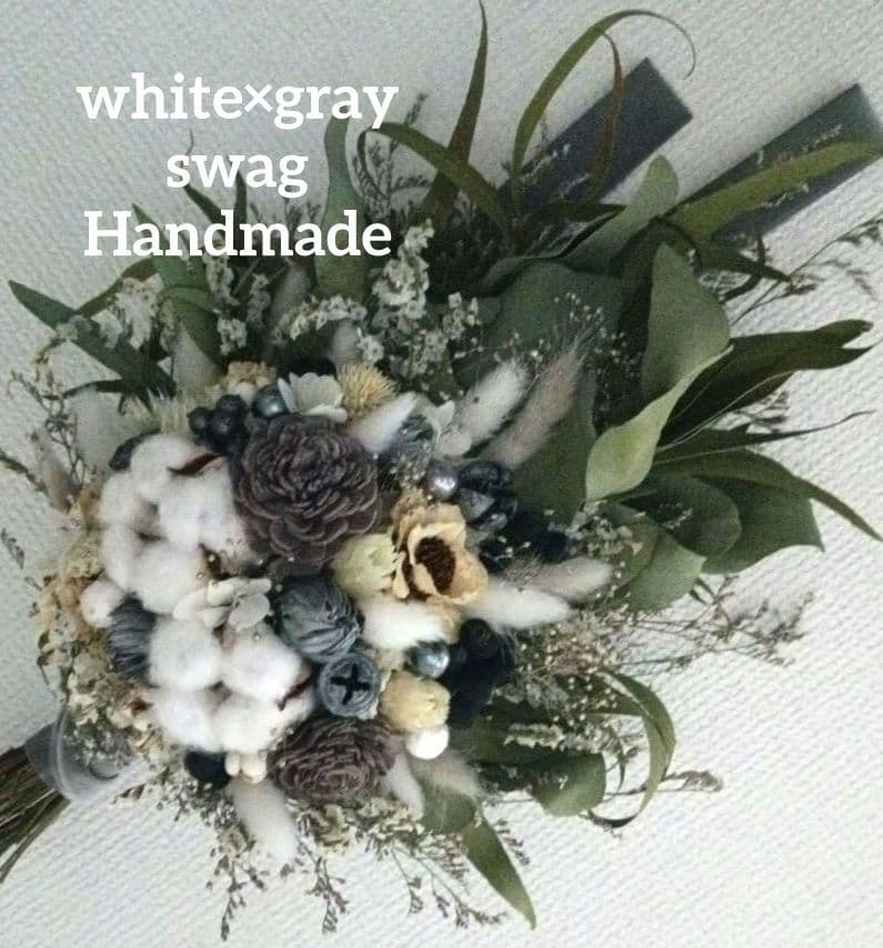 ♡Rusty♡ドライフラワースワッグwhite×gray•*¨*•.¸♬♡