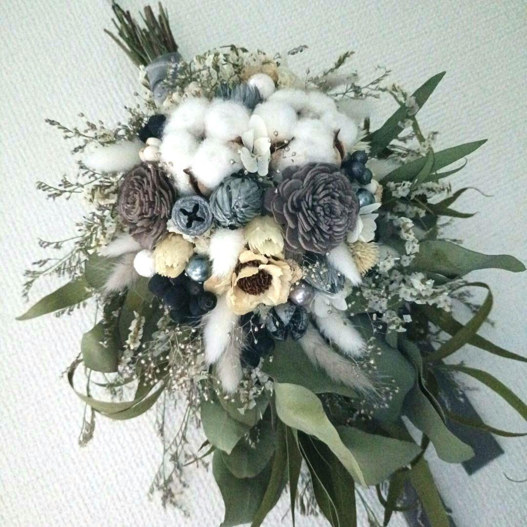 ♡Rusty♡ドライフラワースワッグwhite×gray•*¨*•.¸♬♡