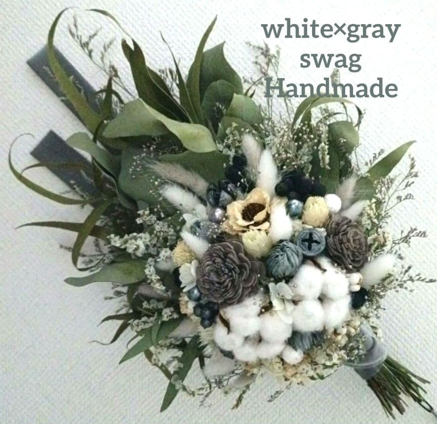 ♡Rusty♡ドライフラワースワッグwhite×gray•*¨*•.¸♬♡