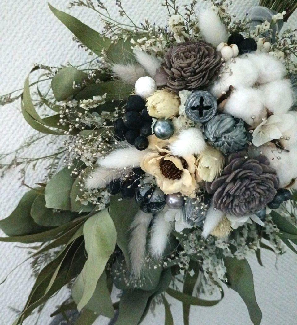 ♡Rusty♡ドライフラワースワッグwhite×gray•*¨*•.¸♬♡