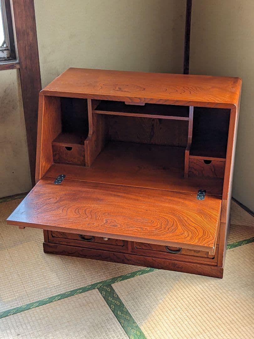 木製 折りたたみデスク 引き出し付き 帳場机