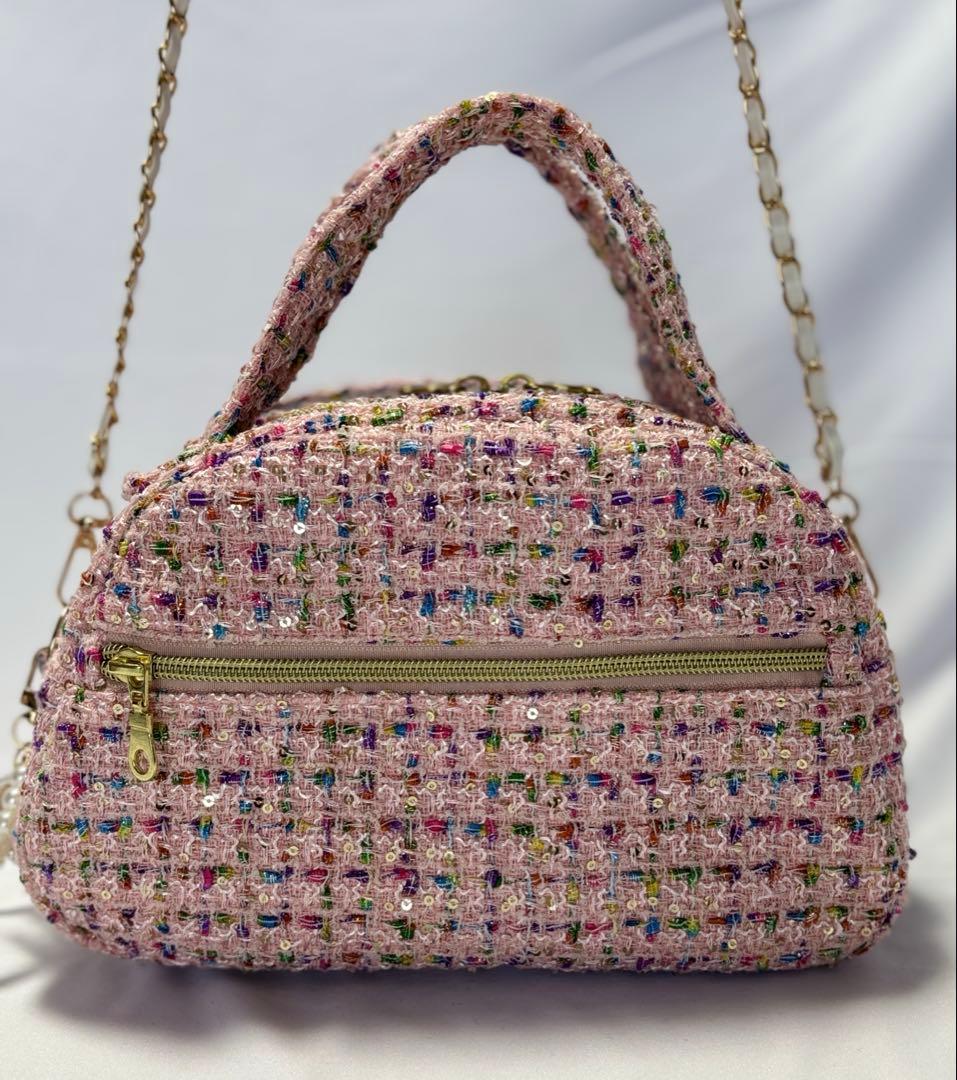 ロ*ズ様 コヤンイサムチョン　ツイードハンドバッグ　ピンク　ルミちゃん