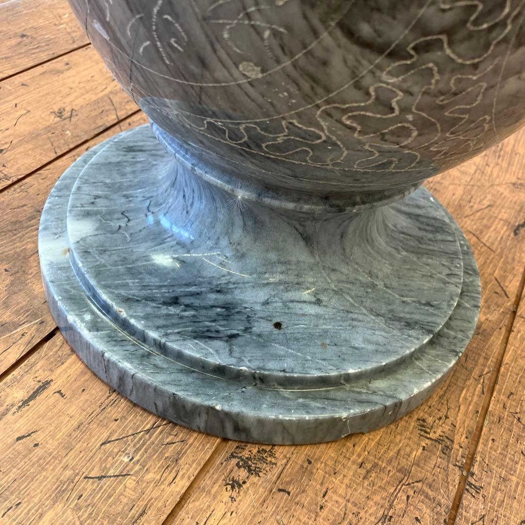 アンティーク 大理石 花模様 彫刻 大型 鶴首 花瓶 花器 フラワーベース 置物