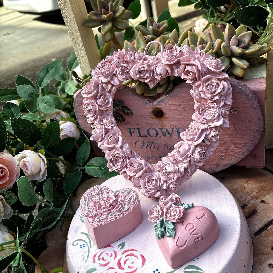 ★ tokoちゃん★ハートのステップストーン★ピンクのハートオブジェ★