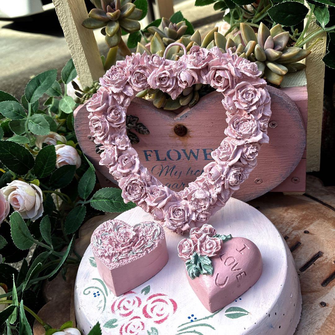 ★ tokoちゃん★ハートのステップストーン★ピンクのハートオブジェ★